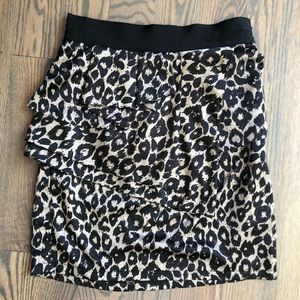 Leopard Print Skirt with Asymmetrical Layers